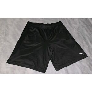PUMA Sweat Shorts Mens Large Authentic Athleticwear Pockets Graphic Logo Black